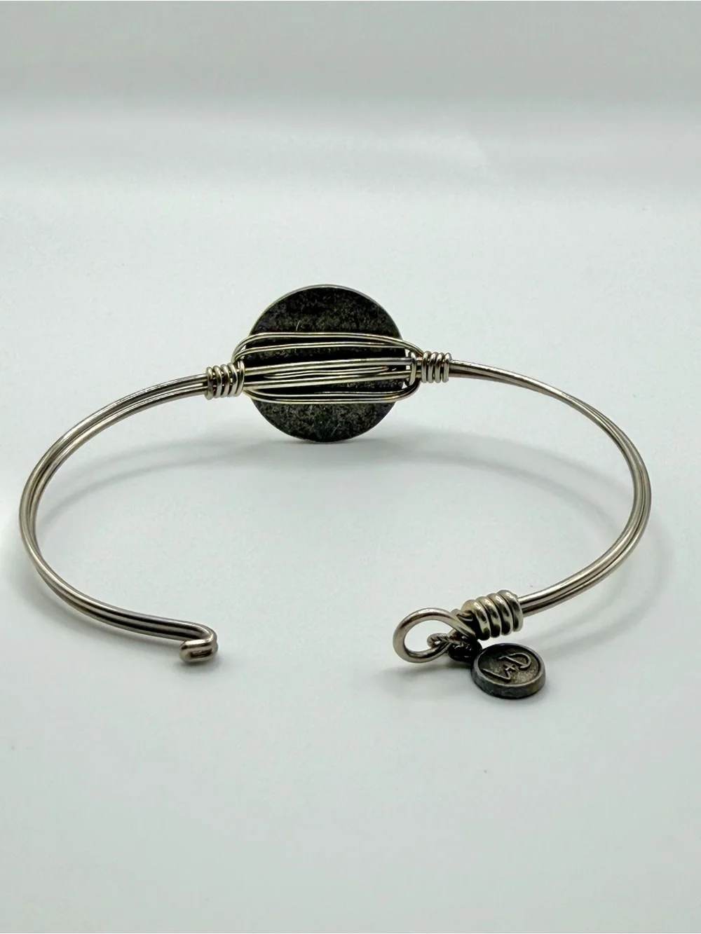 Luca + Danni Infinity Arrow Silver Tone Wire Bangle Bracelet + Pouch